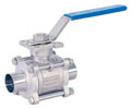 3 pcs tube hygenic sanitary ball valve butt weld